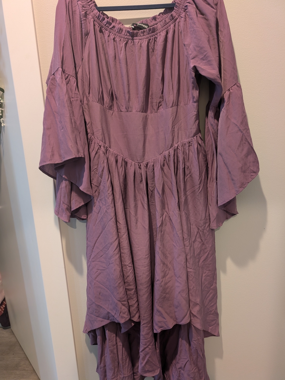 Scarlet Darkness Dusty Purple Ruffle Dress With Pockets